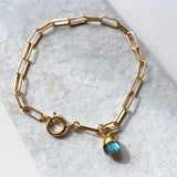 Labradorite Tiny Tumbled Chunky Chain Bracelet | Adventure (Gold Plated)