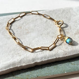 Labradorite Tiny Tumbled Chunky Chain Bracelet | Adventure (Gold Plated)
