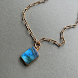 Labradorite Large Gem Slice Chunky Chain Necklace | Adventure (Gold Plated)