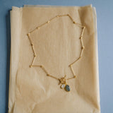 Labradorite & Moonstone Duo Dome Necklace (Gold)
