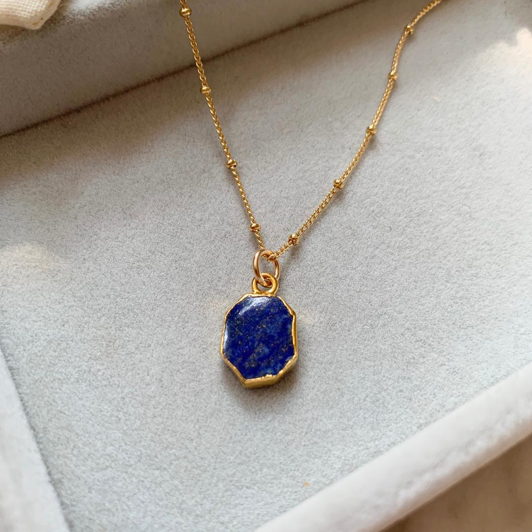 Lapis Lazuli Gem Slice Necklace