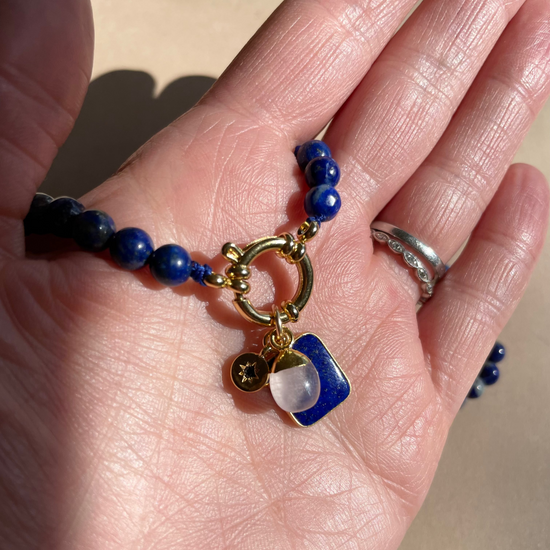 Special Edition Lapis Lazuli & Sapphire Triple Pendant Necklace (Gold Plated)