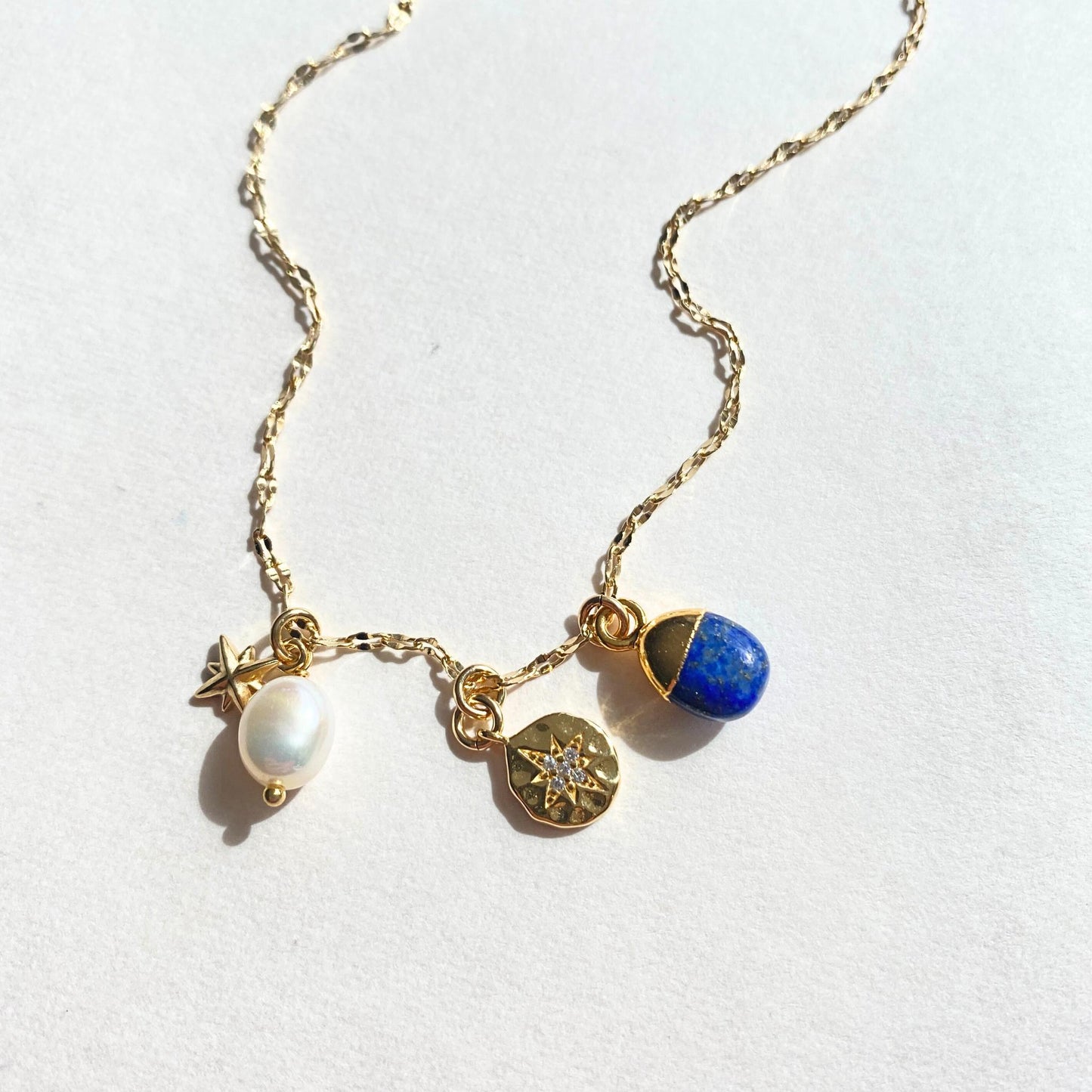 Lapis Lazuli Charm Necklace | Strength (Gold Plated)