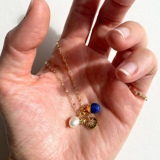 Lapis Lazuli Charm Necklace | Strength (Gold Plated)