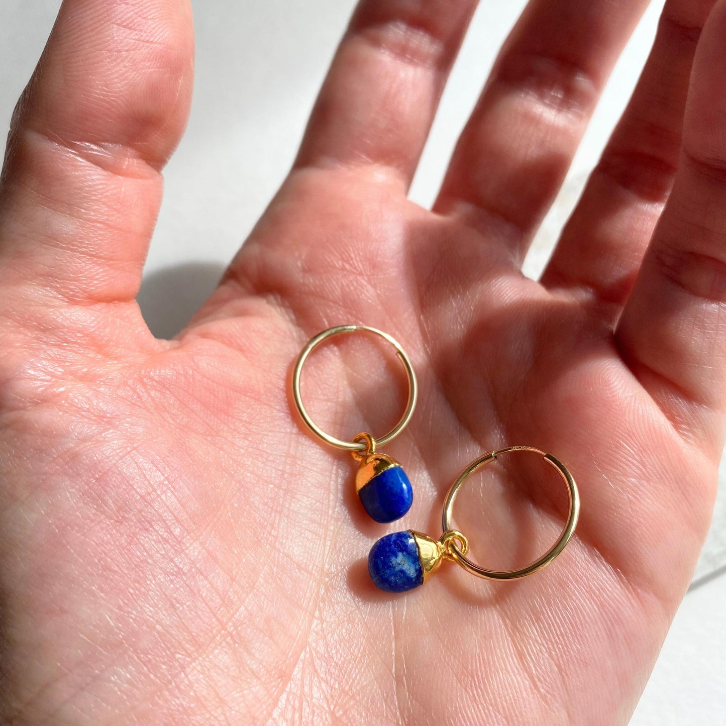 Lapis Lazuli Tiny Tumbled Hoop Earrings | Strength (Gold-Fill)