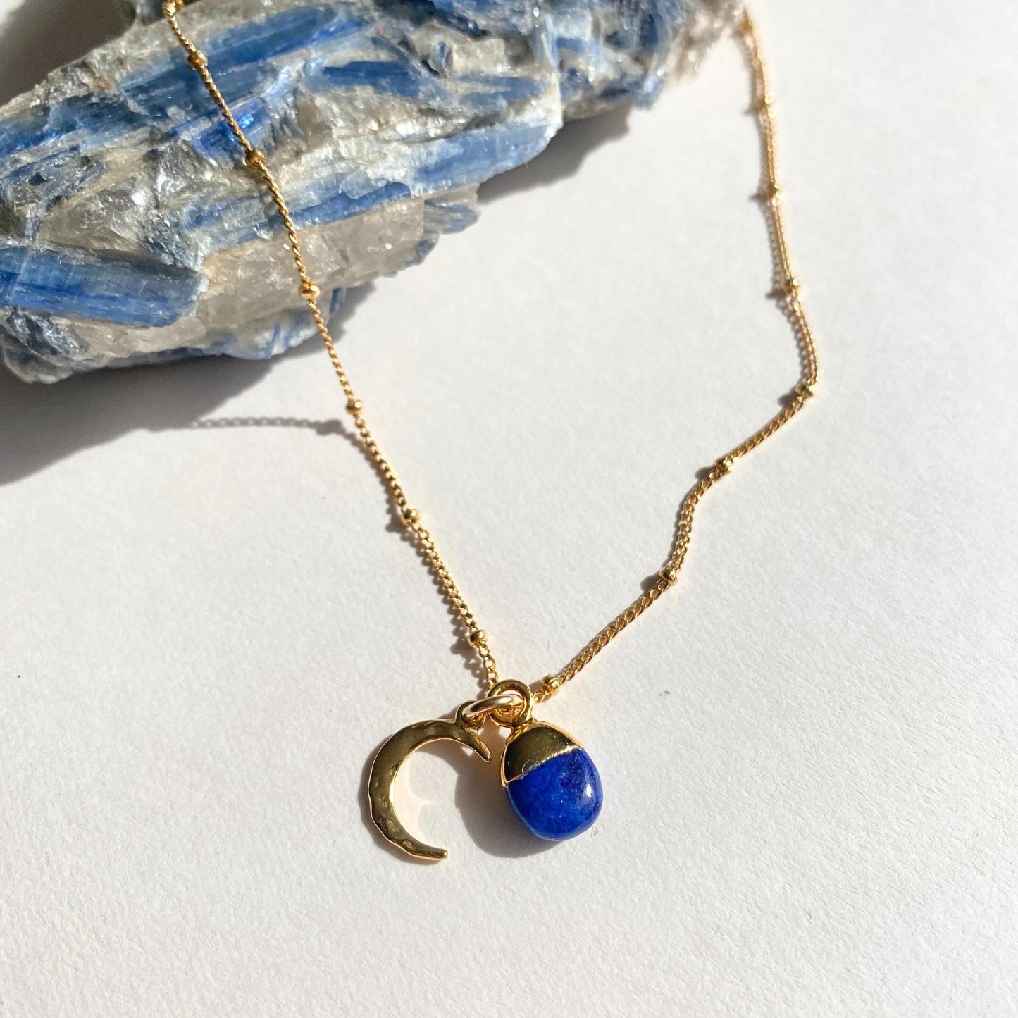 Lapis Lazuli & Moon Necklace | Strength (Gold Plated)