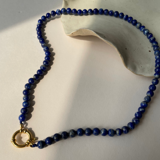 Lapis Lazuli Strand Necklace | Gold