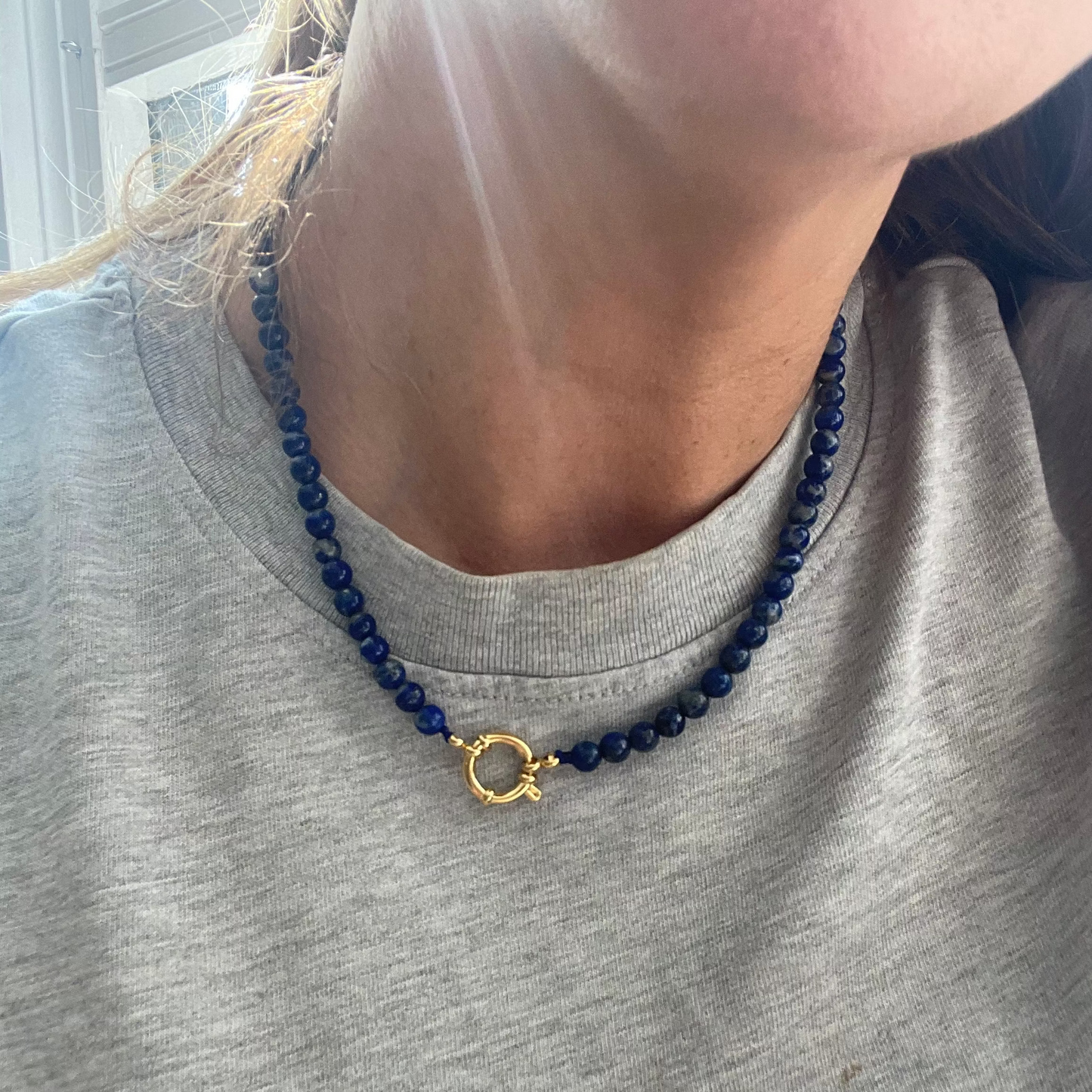 Lapis Lazuli Strand Necklace | Gold