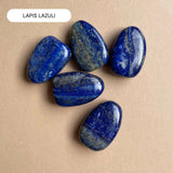 Lapis Lazuli Pebble Stone Cord Necklace (Gold)