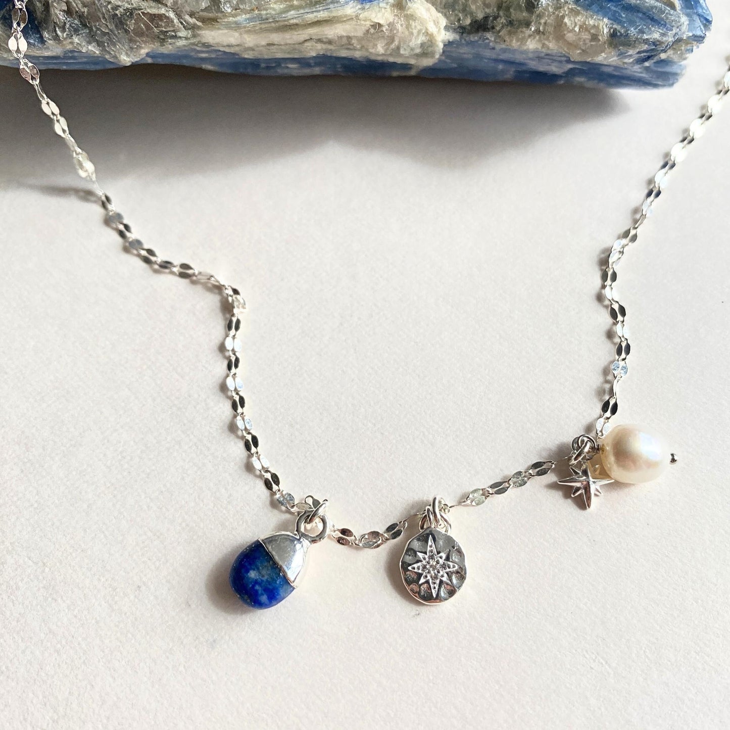 Lapis Lazuli Charm Necklace | Strength (Silver)