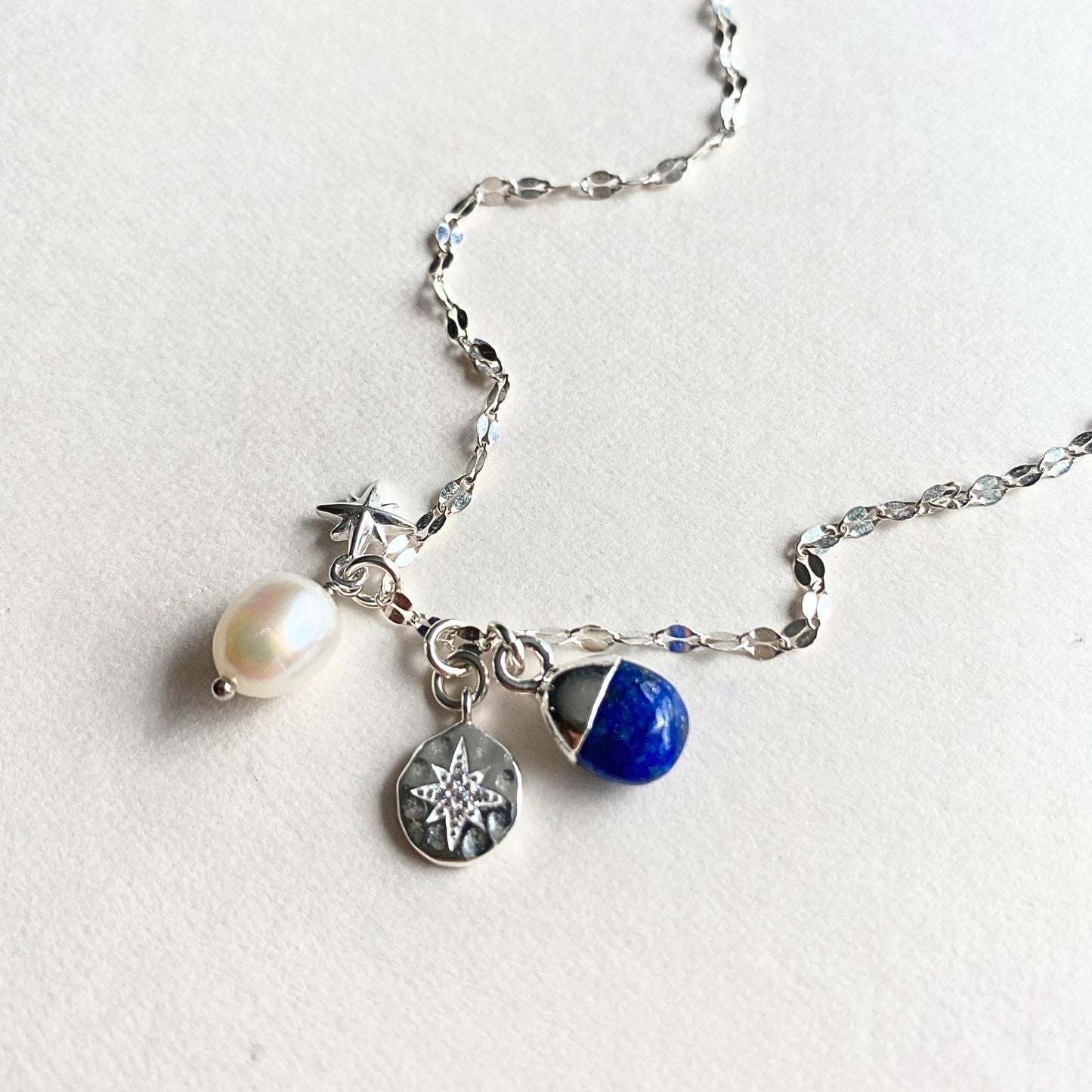 Lapis Lazuli Charm Necklace | Strength (Silver)