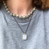 Large Gem Slice Cord Necklace (Gold)