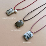 Large Gem Slice Cord Necklace (Gold)