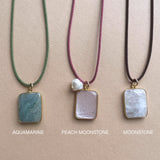 Large Gem Slice Cord Necklace (Gold)