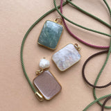 Large Gem Slice Cord Necklace (Gold)