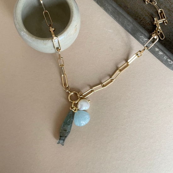 SS25 Lost at Sea Charm Necklace | Labradorite (Gold Plated)