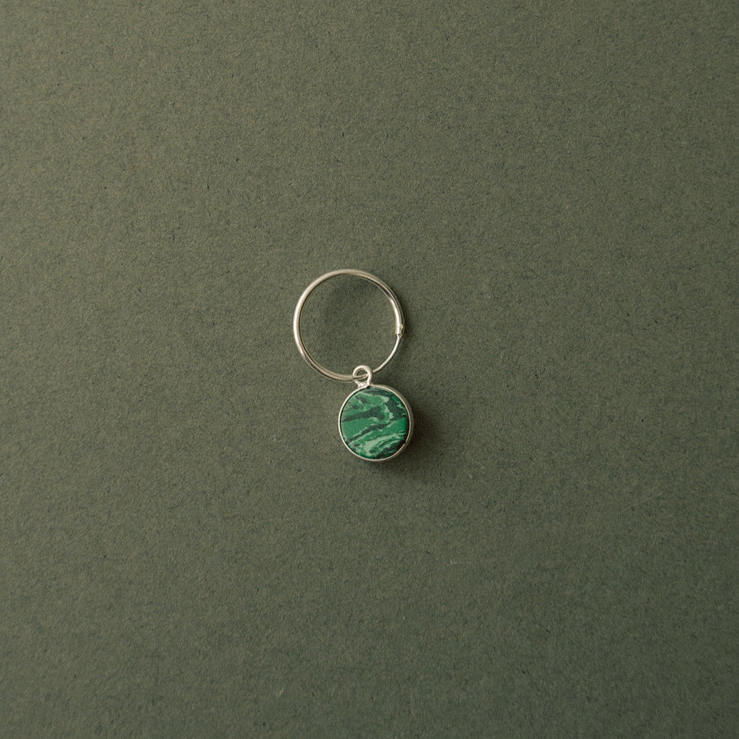 Malachite Circle Hoop Earrings | Joy (Silver)