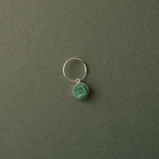 Malachite Circle Hoop Earrings | Joy (Silver)
