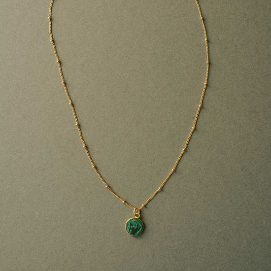 Malachite Circle Pendant Necklace | Joy (Gold)