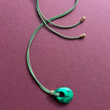 Eclipse Gem Stone Cord Necklace (Gold)