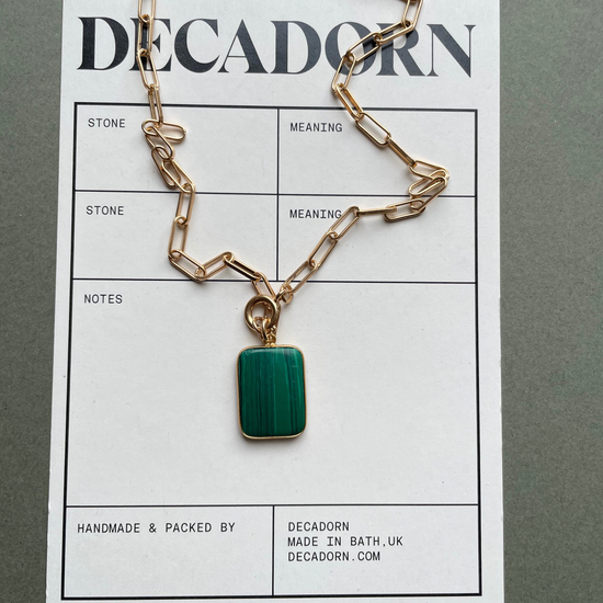 Malachite Large Gem Slice Chunky Chain Necklace | Joy (Gold Plated)
