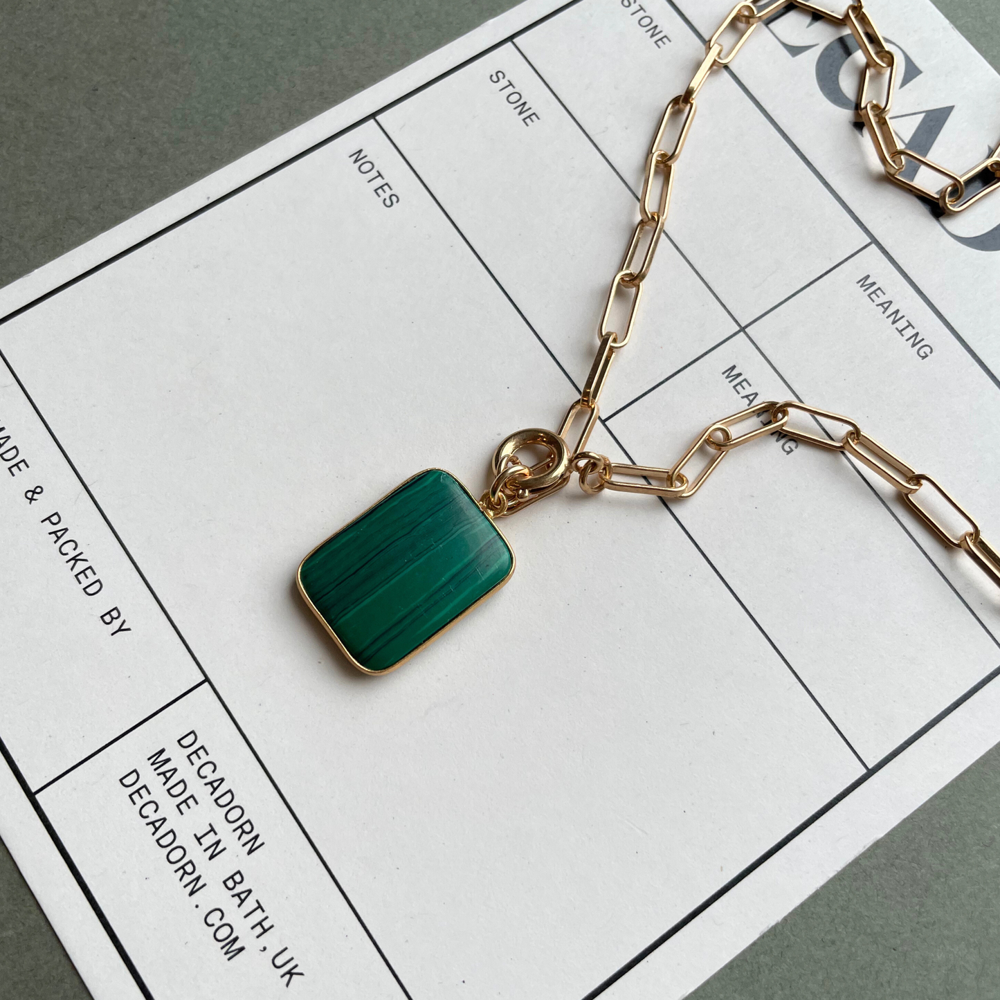 Malachite Large Gem Slice Chunky Chain Necklace | Joy (Gold Plated)