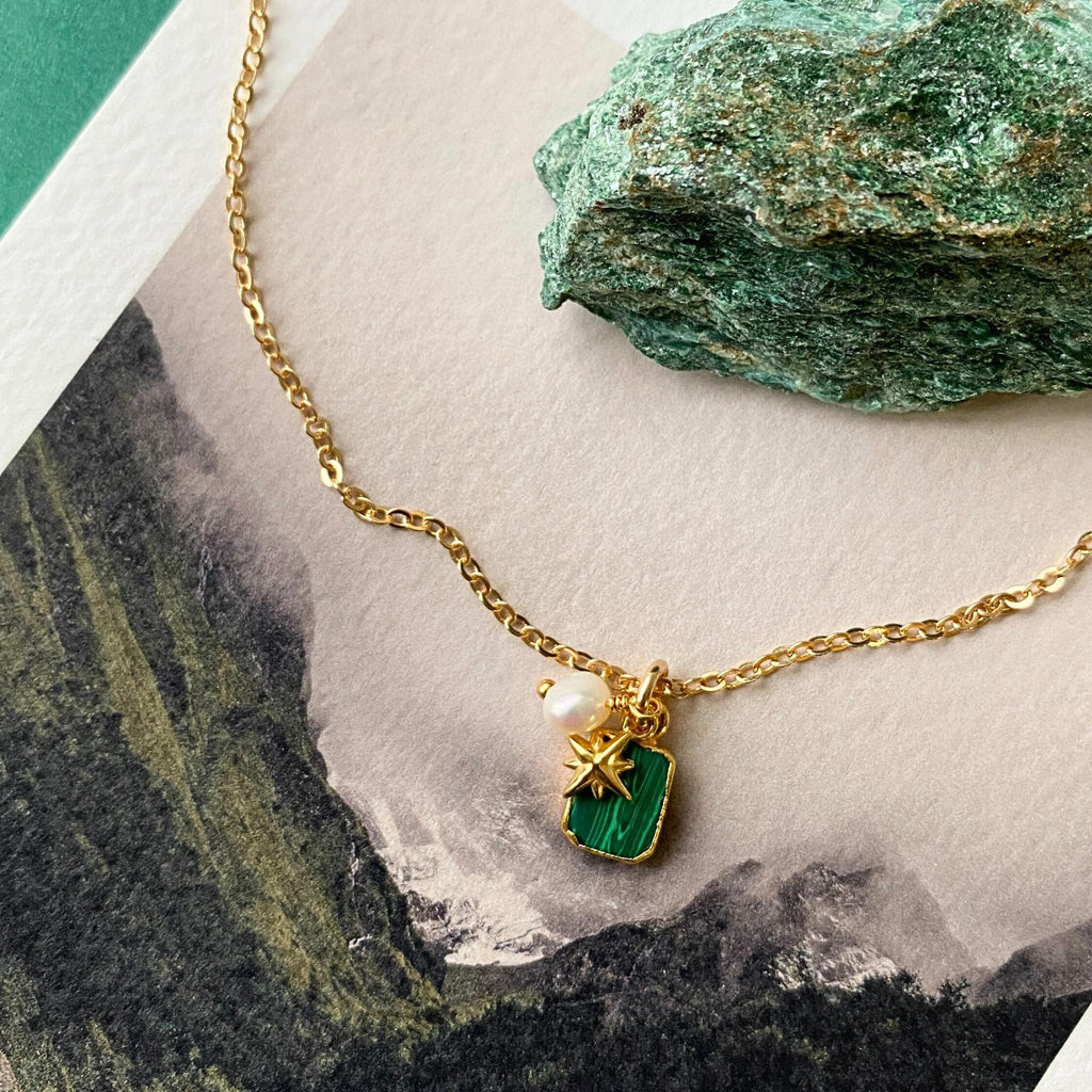 Gold clearance malachite pendant