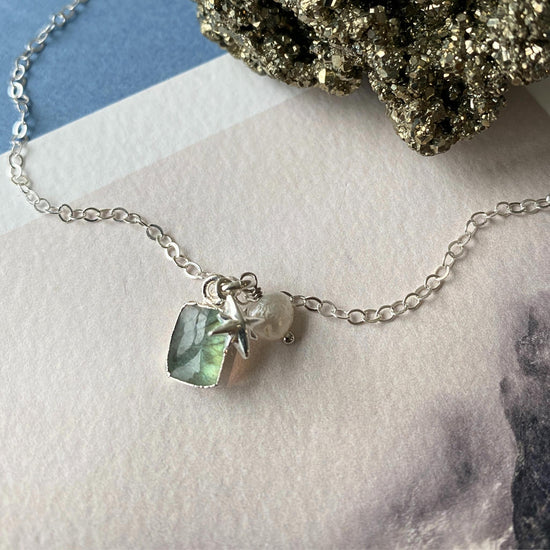 Labradorite Mini Gem Slice Triple Necklace | Adventure (Silver)