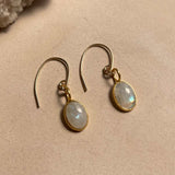Moonstone Mini Dome Ear Wire Earrings | Intuition (Gold Fill)