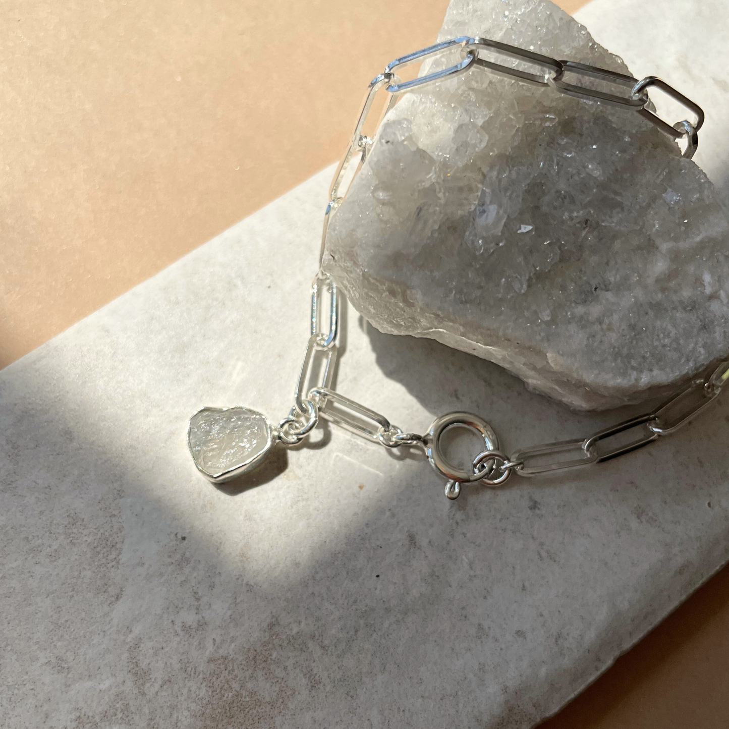 Moonstone Carved Chunky Chain Bracelet | Intuition (Sterling Silver)