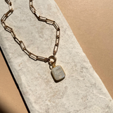 Moonstone Gem Slice Necklace | Intuition (Gold Plated)