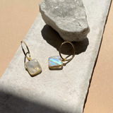 Moonstone Gem Slice Hoop Earrings | Intuition (Gold Fill)
