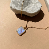 Moonstone Gem Slice Necklace | Intuition (Gold Plated)