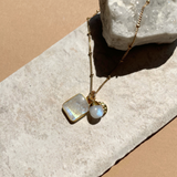Moonstone Gem Slice Triple Necklace | Intuition (Gold plated)