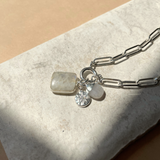 Moonstone Gem Slice Triple Necklace | Intuition (Silver)
