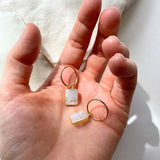 Moonstone Gem Slice Hoop Earrings | Intuition (Gold Fill)