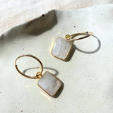 Moonstone Gem Slice Hoop Earrings | Intuition (Gold Fill)
