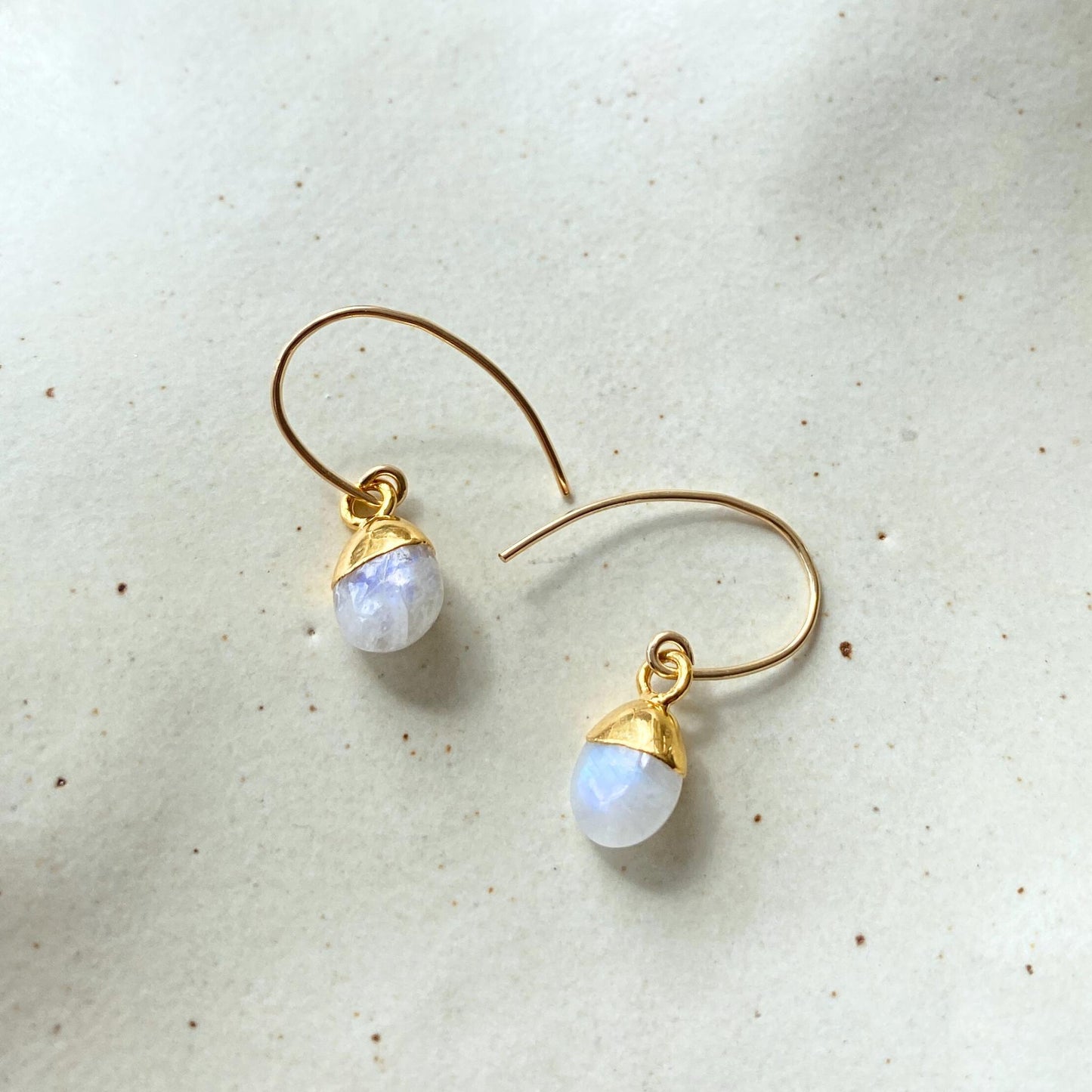 Moonstone Tiny Tumbled Ear Wire Earrings | Intuition (Gold Fill)