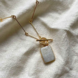 Moonstone Large Gem Slice Bone Chain Necklace | Intuition (Gold)