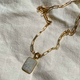 Moonstone Large Gem Slice Chunky Chain Necklace | Intuition (Gold Plated)