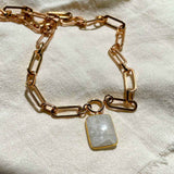 Moonstone Large Gem Slice Chunky Chain Necklace | Intuition (Gold Plated)