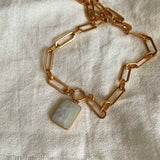 Moonstone Large Gem Slice Chunky Chain Necklace | Intuition (Gold Plated)