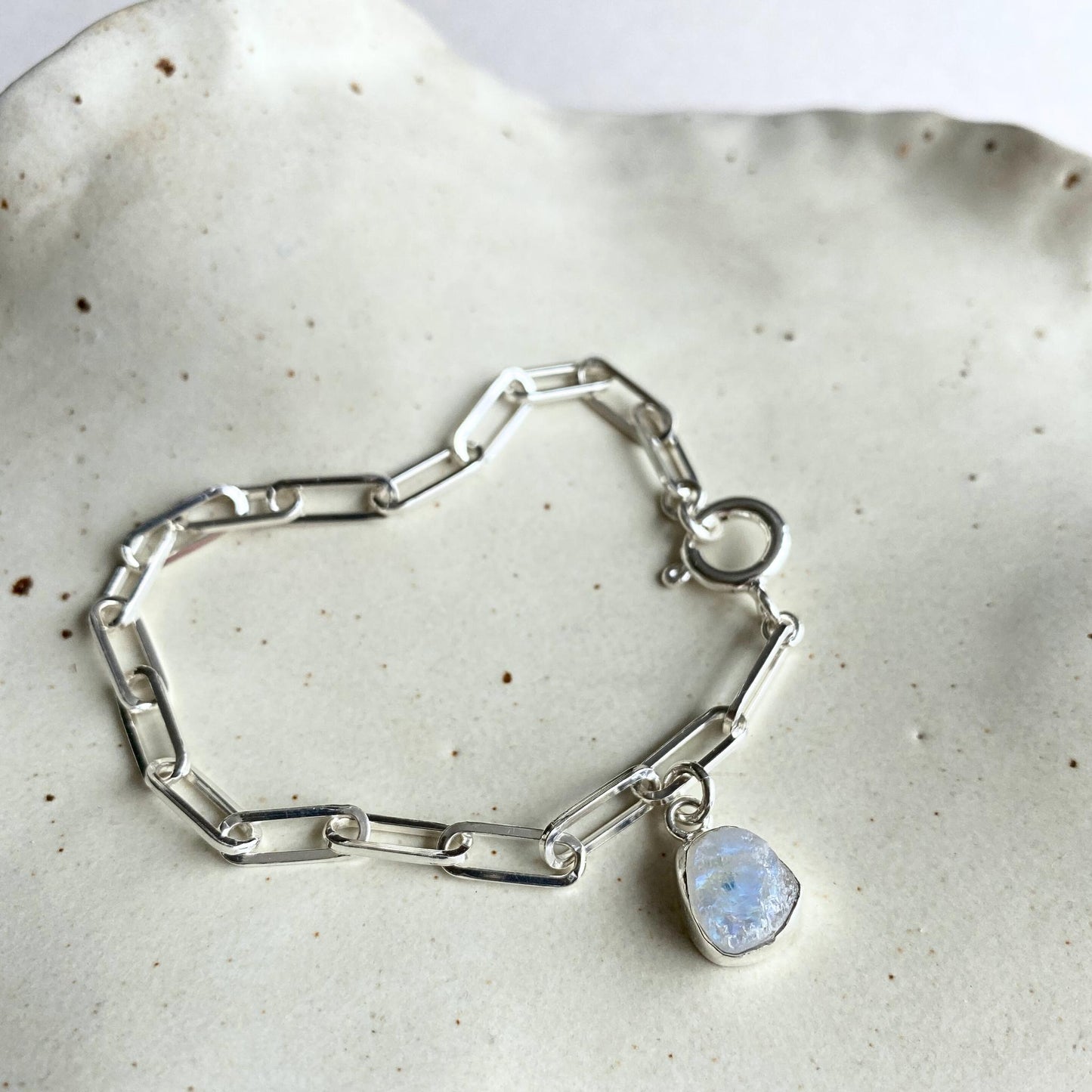 Moonstone Carved Chunky Chain Bracelet | Intuition (Sterling Silver)