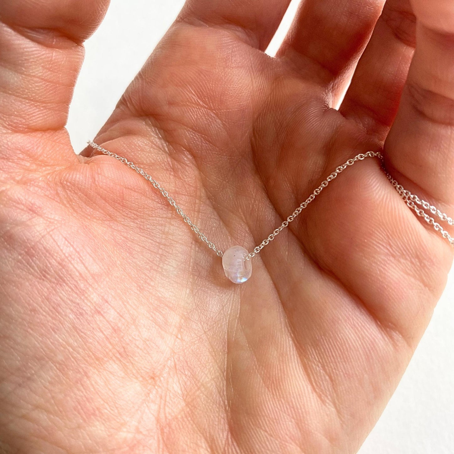 Moonstone Faceted Gemstone Necklace | Intuition (Sterling Silver)