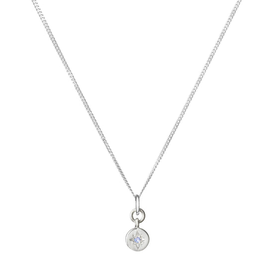 Moonstone Guiding Star Birthstone Necklace | June (Sterling Silver)