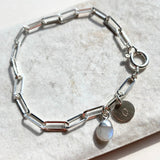 Moonstone Tiny Tumbled Chunky Chain Bracelet | intuition (Silver)