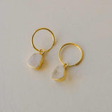 Moonstone Carved Hoop Earrings | Intuition (Gold Fill)