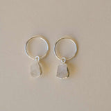 Moonstone Carved Hoop Earrings | Intuition (Sterling Silver)