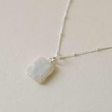 Moonstone Gem Slice Necklace | Intuition (Silver)