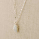 Moonstone Gem Slice Necklace | Intuition (Silver)